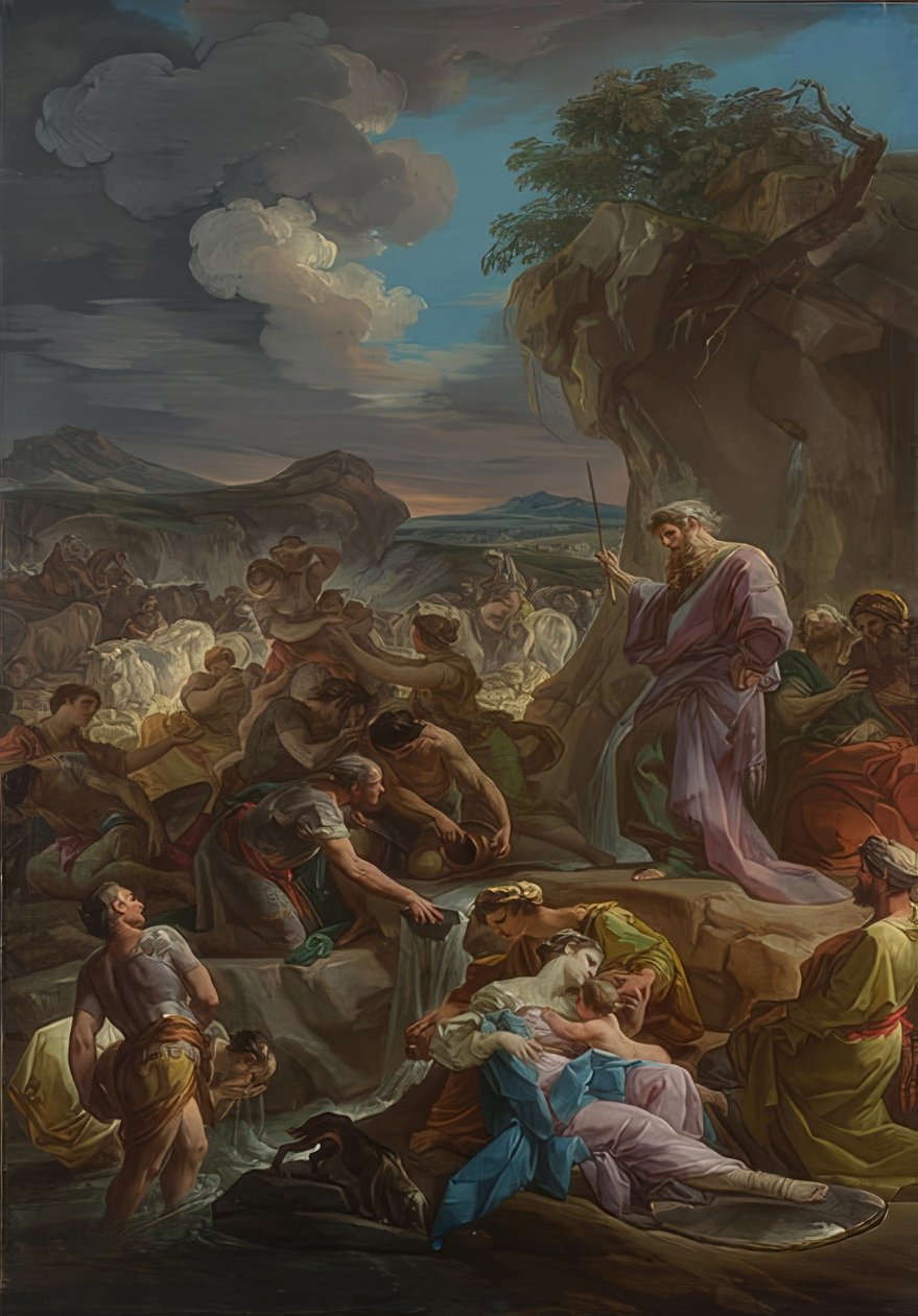 Mojžíš klepe vodu ze skály. 1743-44 od Corrado Giaquinto