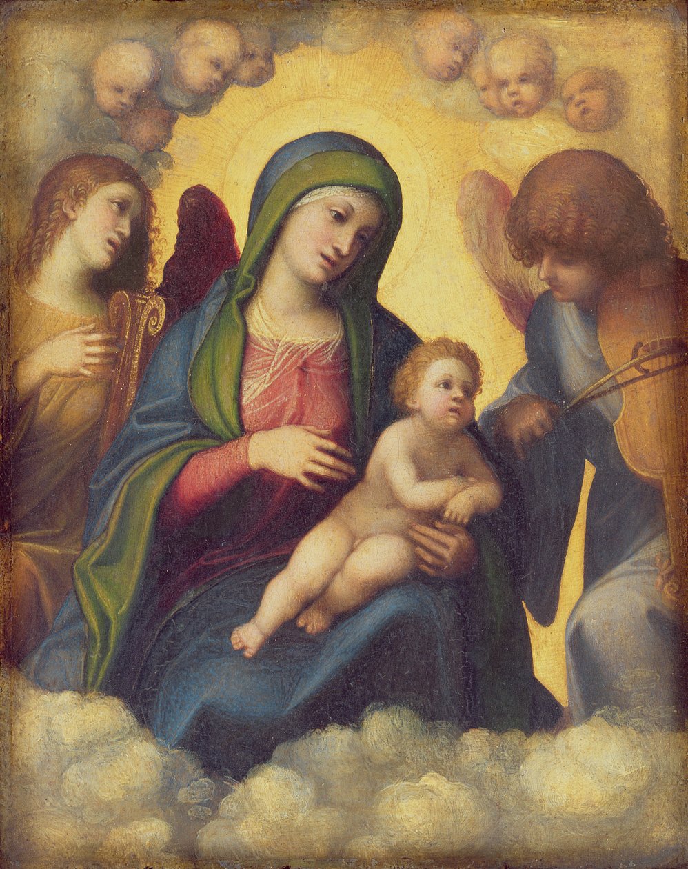 Madonna a dítě a dítě ve slávě, c.1520 od Antonio da Correggio