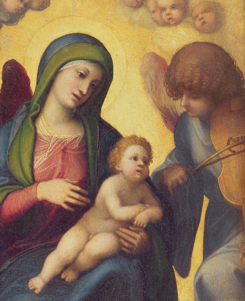 Madonna a dítě s anděly c.1510-15 olej na detailu panelu z 50256 od Antonio da Correggio