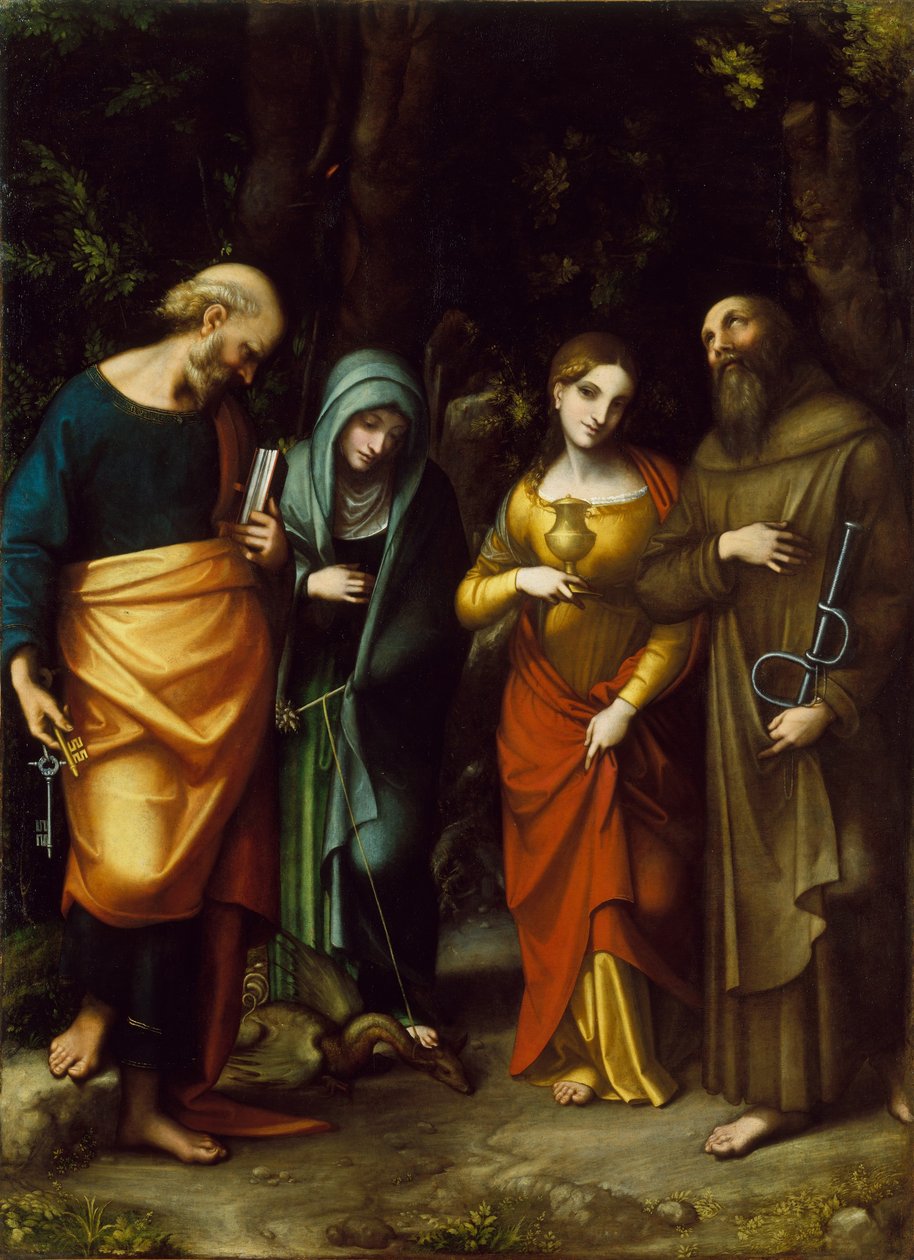 Svatí Petr, Marta, Marie Magdalena a Leonard, kolem 1515-7 od Antonio da Correggio