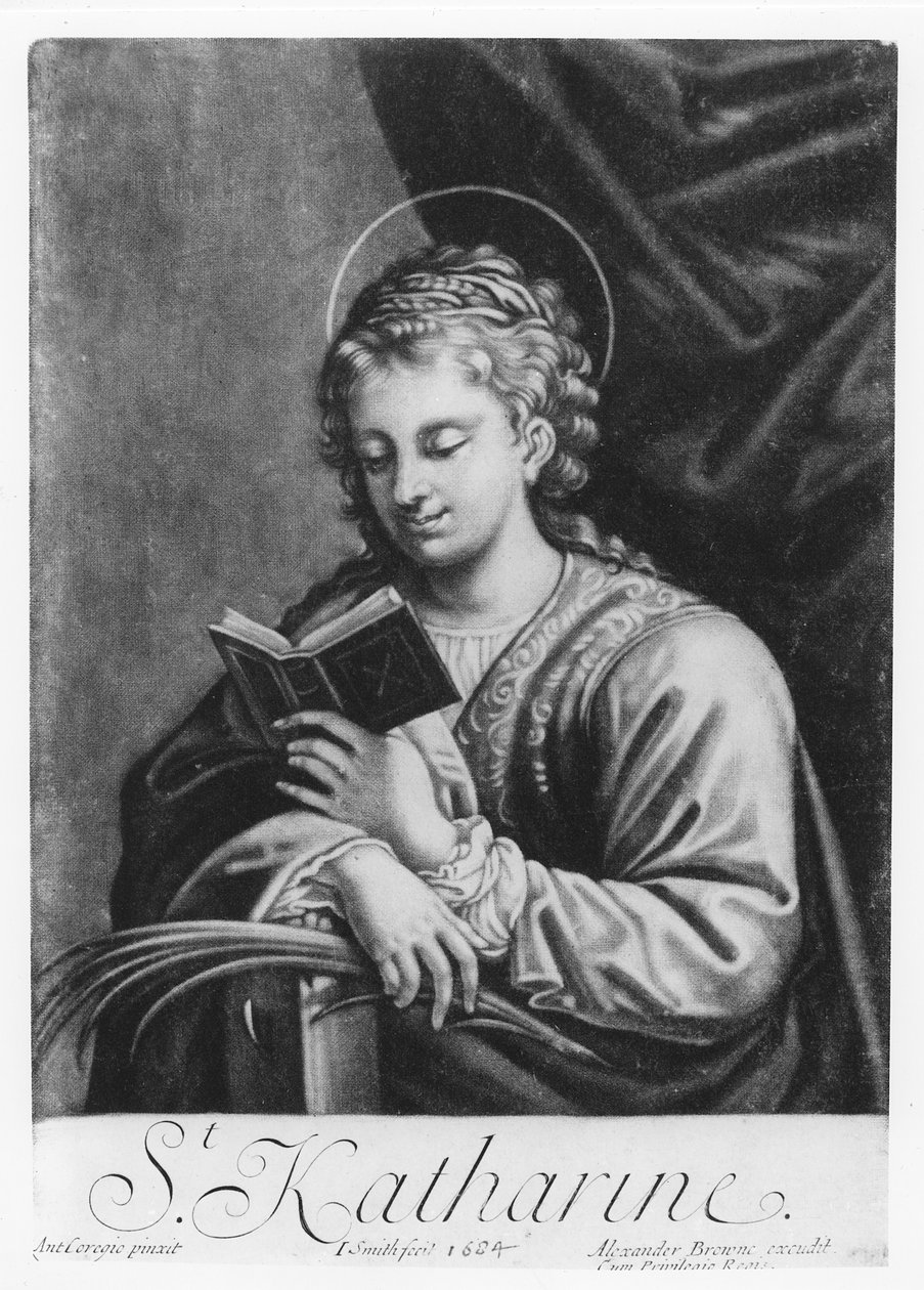 Svatá Kateřina, vyryl John Smith (asi 1652-1742) od Antonio da Correggio