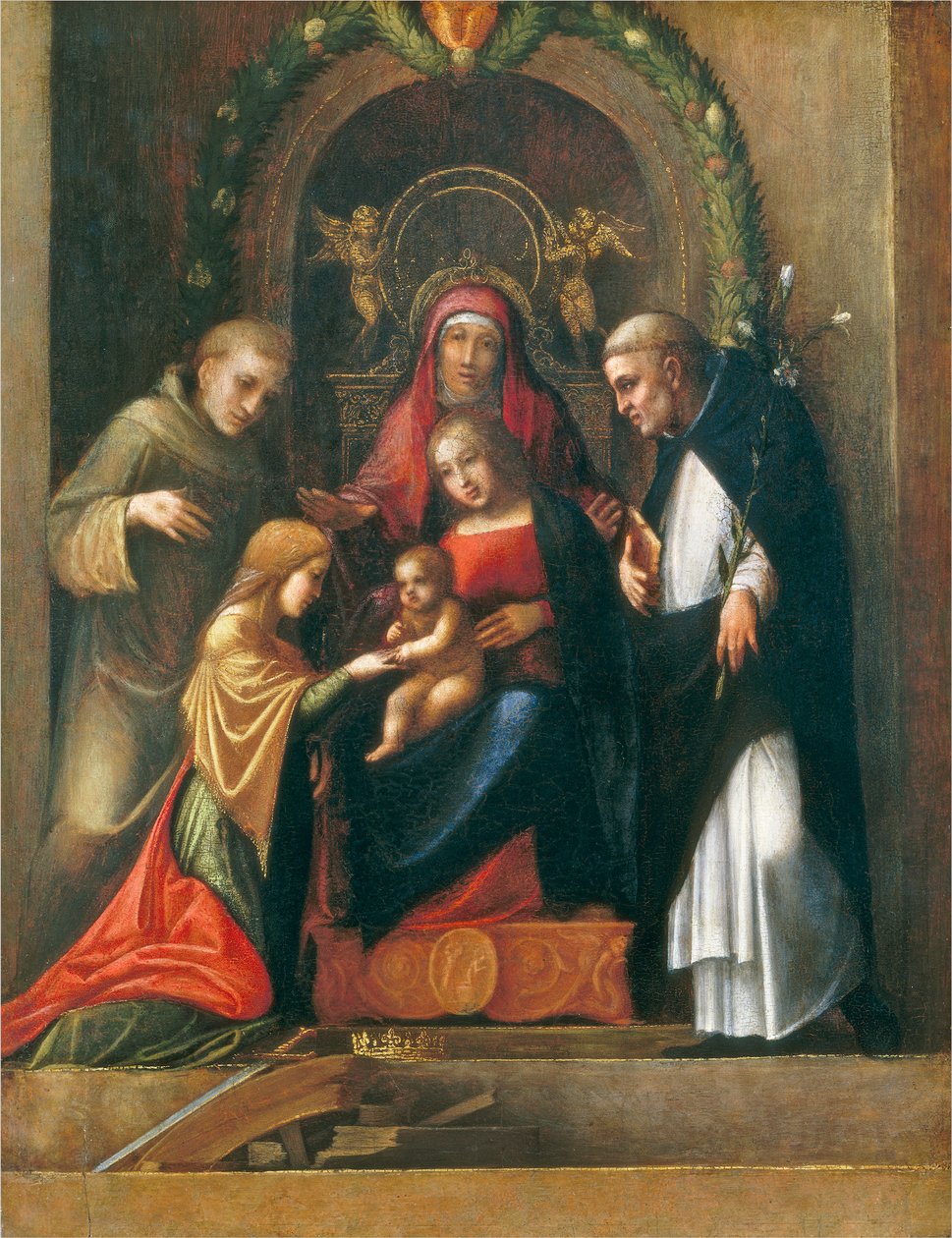 Mystické manželství svaté Kateřiny, 1510- 15 od Antonio da Correggio