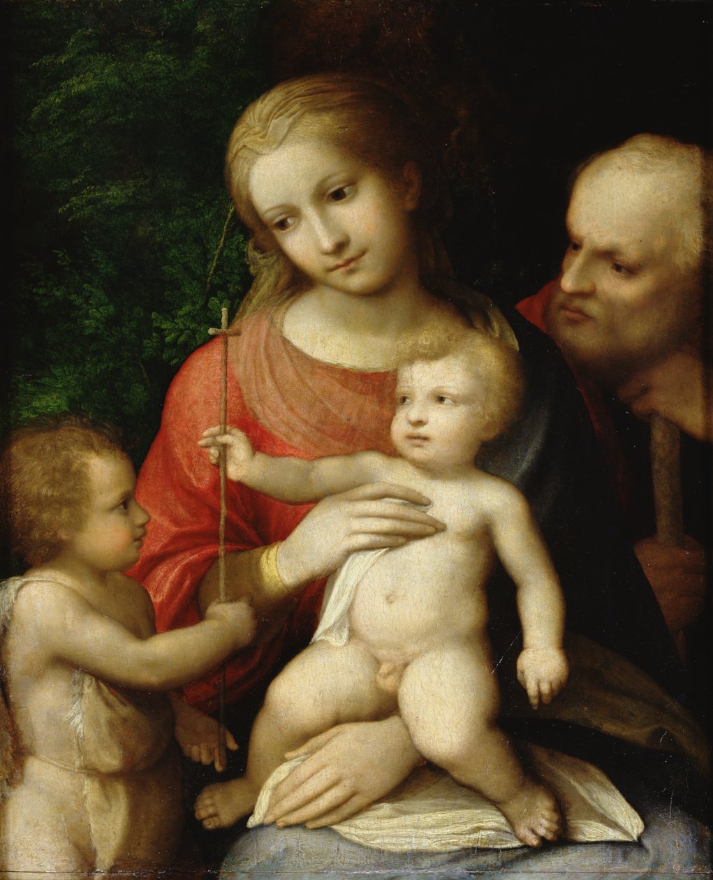 Panna a dítě obklopené svatým Janem Křtitelem a svatým Josefem, 1517 (olej na dřevě) od Antonio da Correggio
