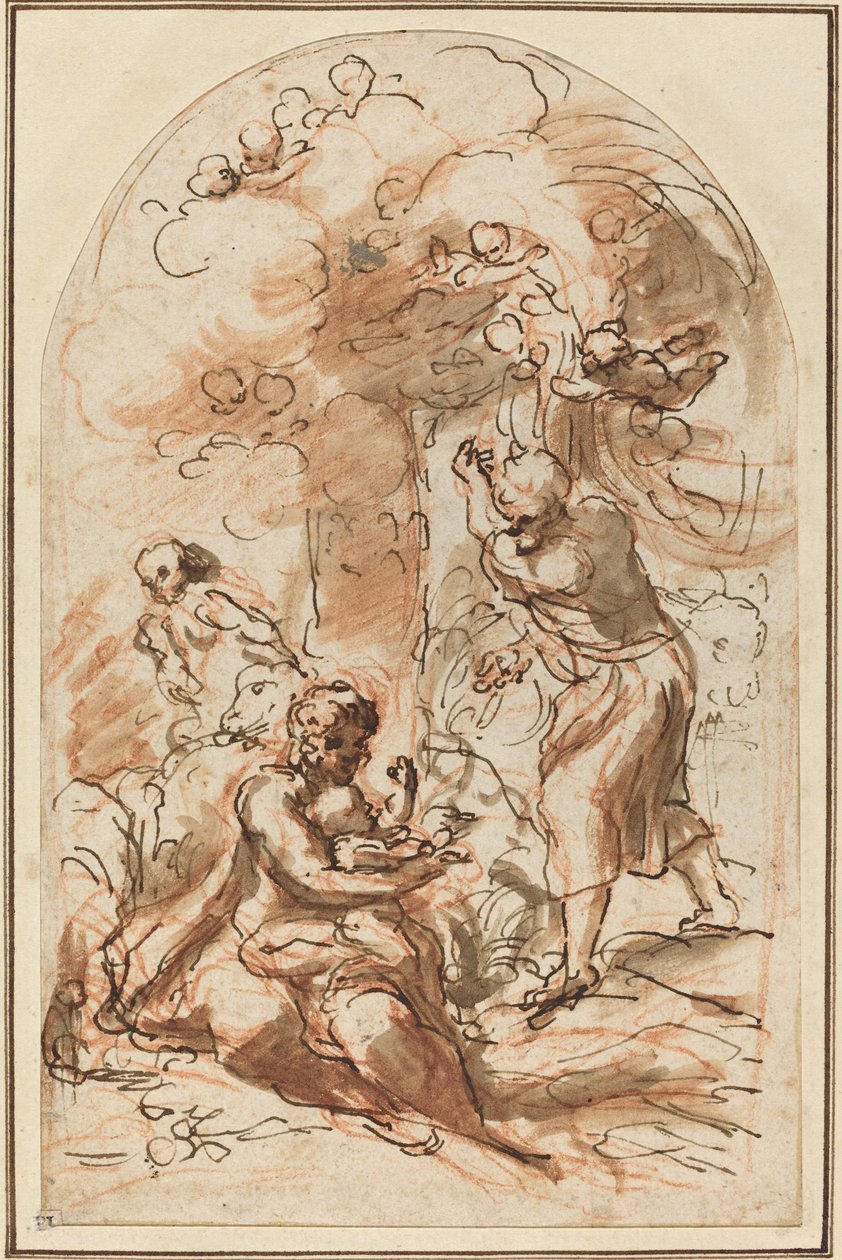 Studie pro "Madonna della Scodella" [recto] od Correggio