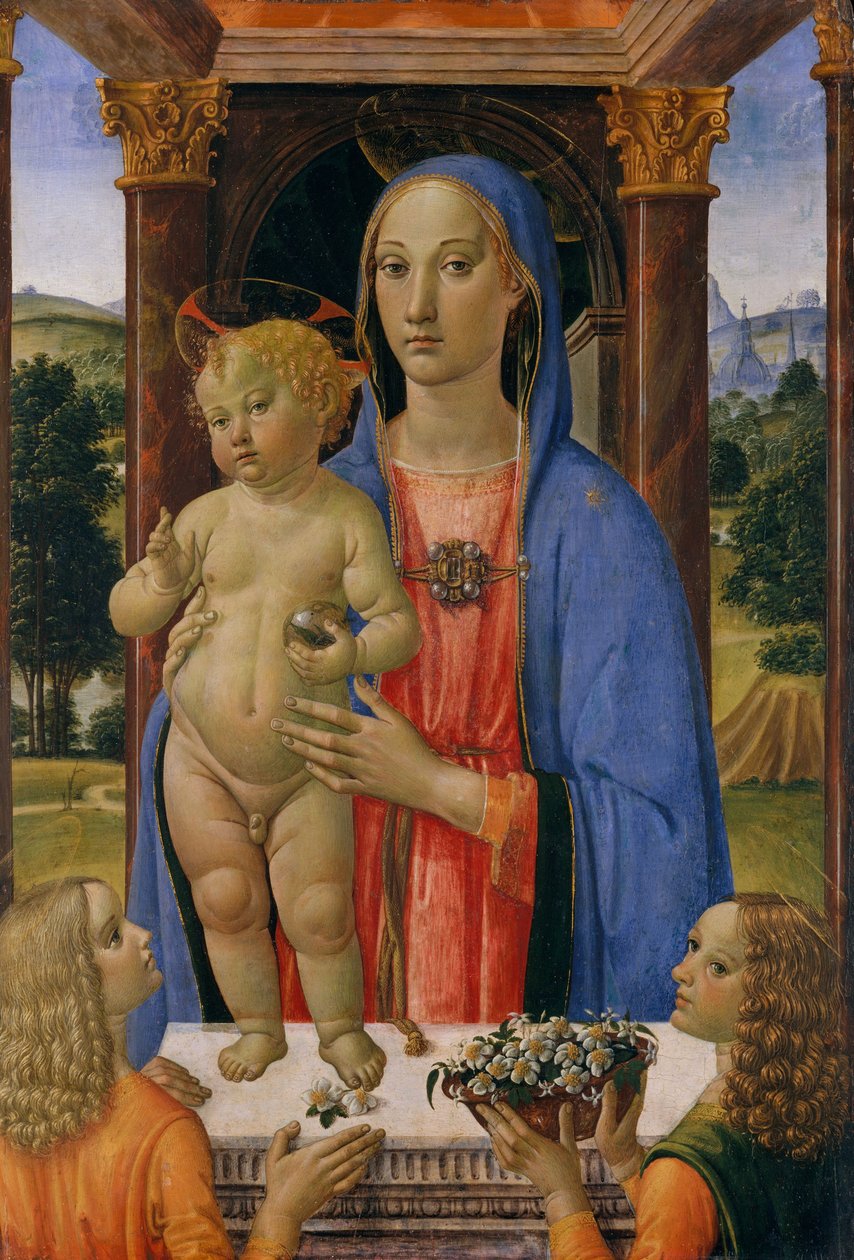 Madonna a dítě s anděly, kolem 1480-2 (tempera a zlato na dřevě) od Cosimo Rosselli