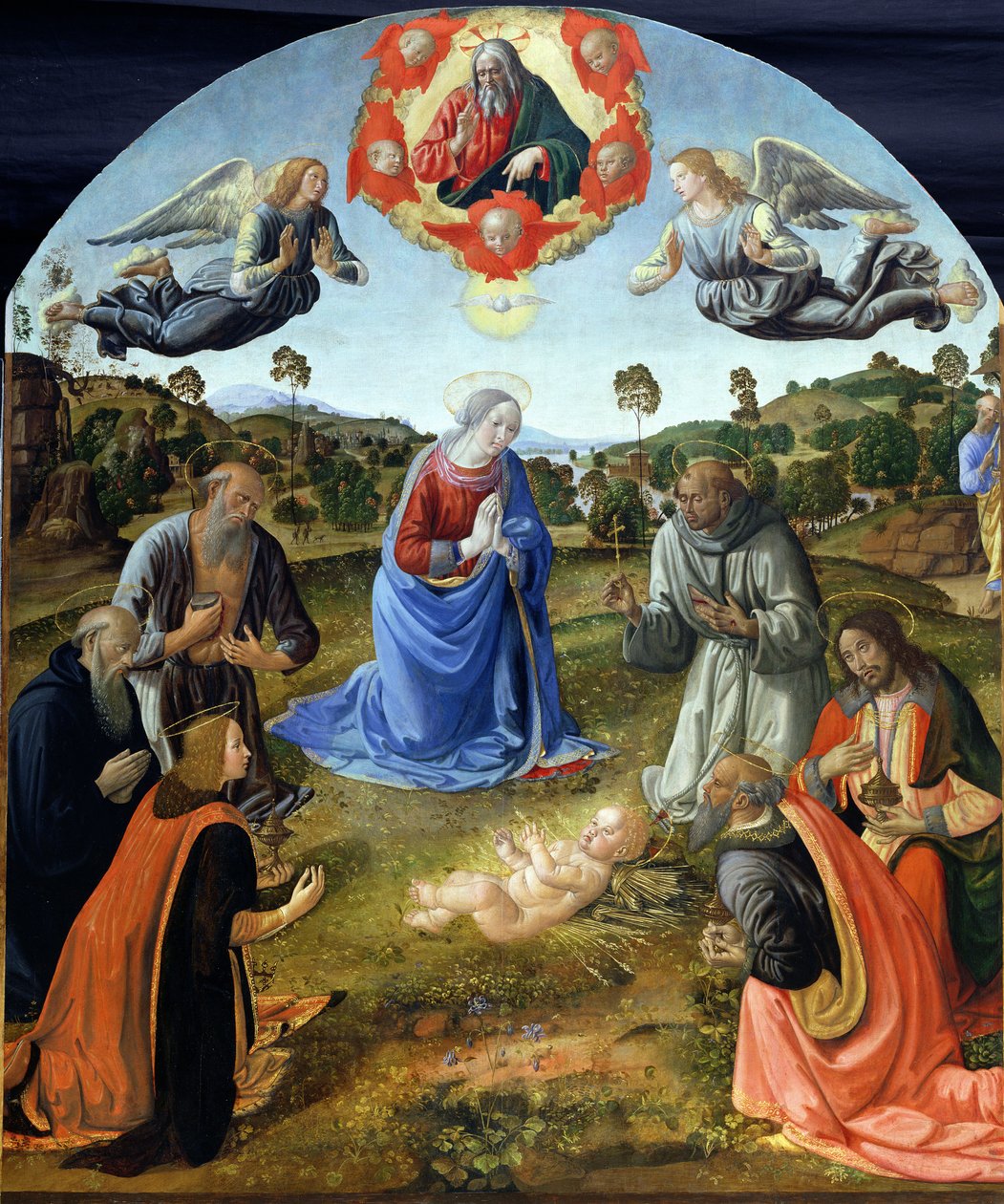Klanění Ježíška, 80. léta 14. století (tempera na dřevě) od Cosimo Rosselli