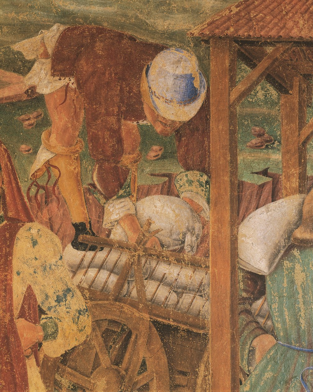 Obchodník v práci, detail z Triumph of Ceres, scéna z měsíce srpna, připisovaná Cosimo Tura od Cosimo (attr. to) Tura
