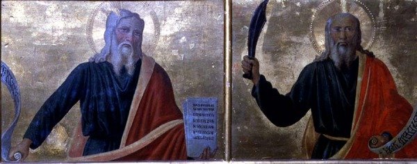 Mojžíš a Abraham (tempera na panelu) od Cosimo Rosselli