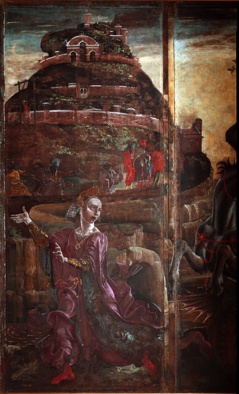 Svatý Jiří a drak, detail princezny - olej na desce od Cosimo Tura