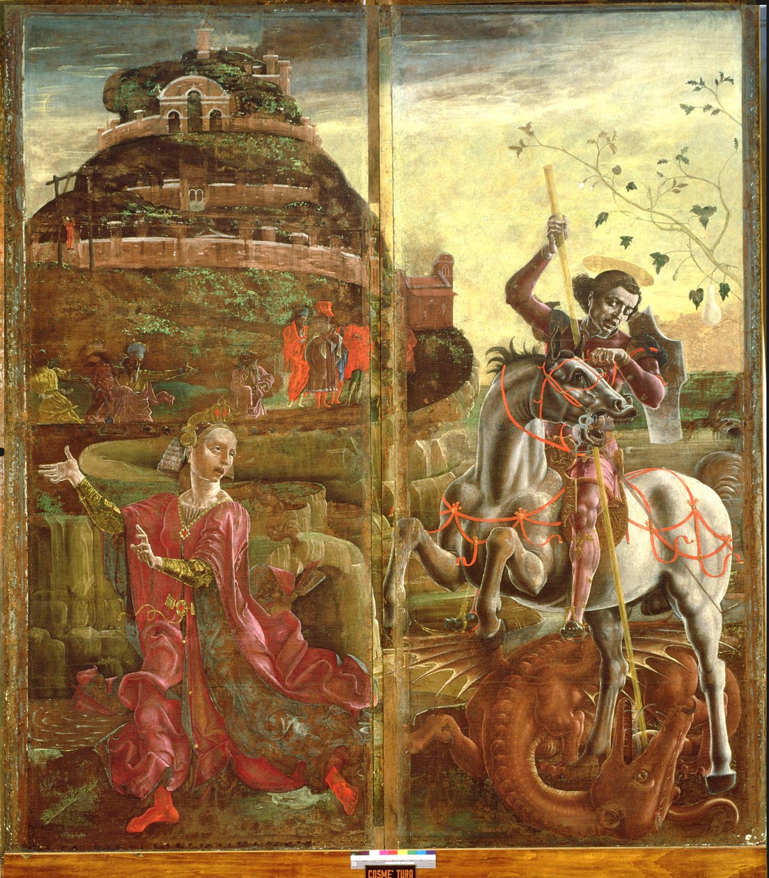 Svatý Jiří a drak, z polyptychu, 1469 (tempera na panelu) (viz také 215995) od Cosimo Tura