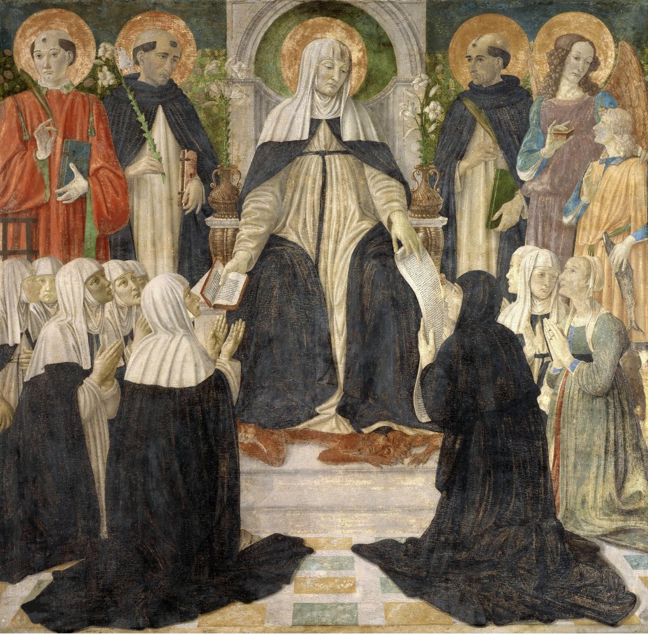 Svatá Kateřina Sienská jako duchovní matka druhého a třetího řádu svatého Dominika, c1499. od Cosimo di Lorenzo Rosselli
