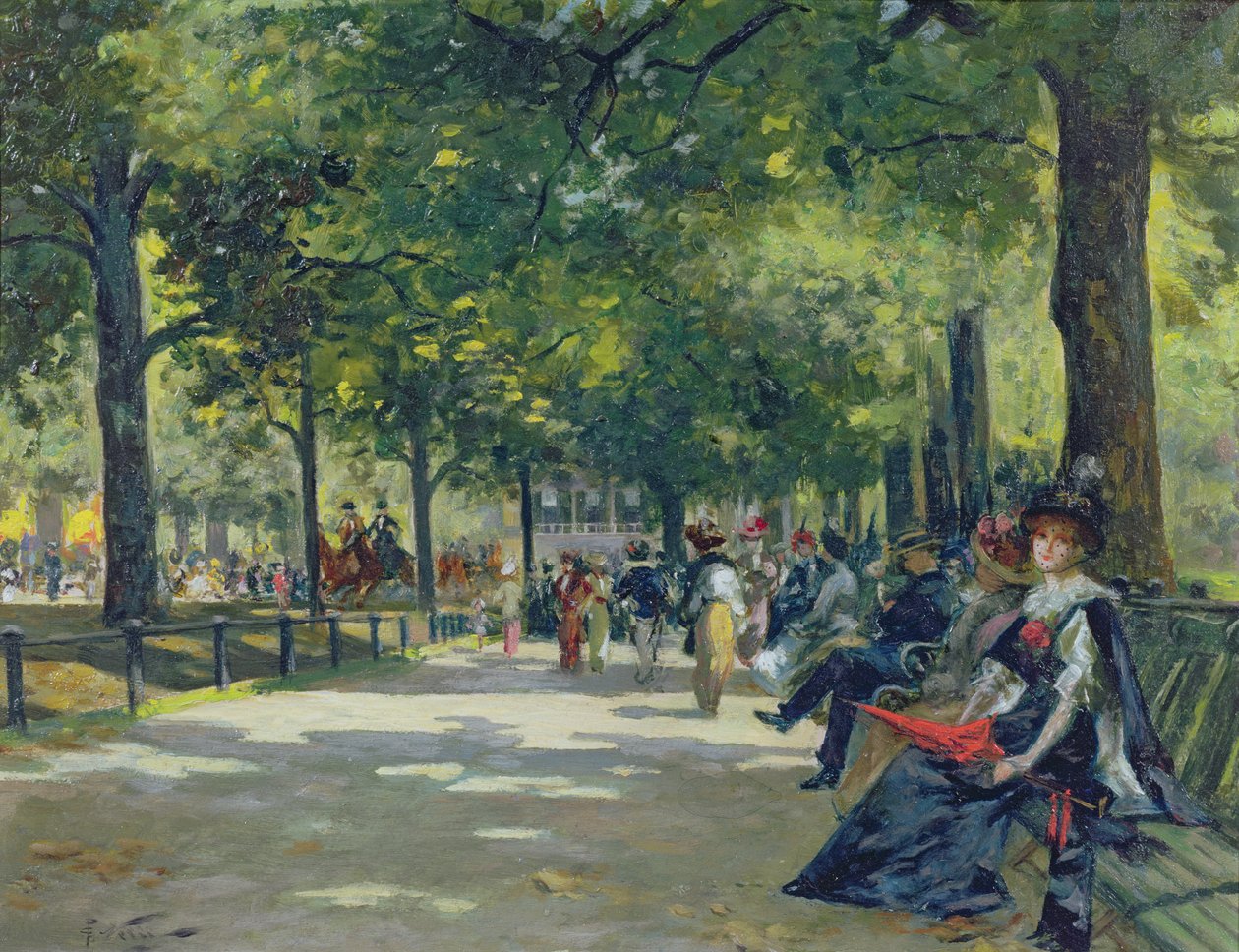 Hyde Park, Londýn (olej na plátně) od Count Girolamo Pieri Nerli