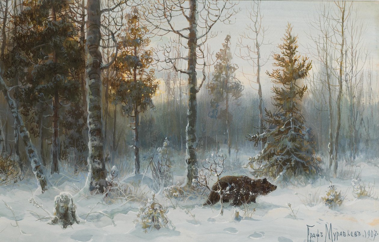 Zimní krajina s medvědem, 1907 od Count Vladimir Leonidovich Muravyov