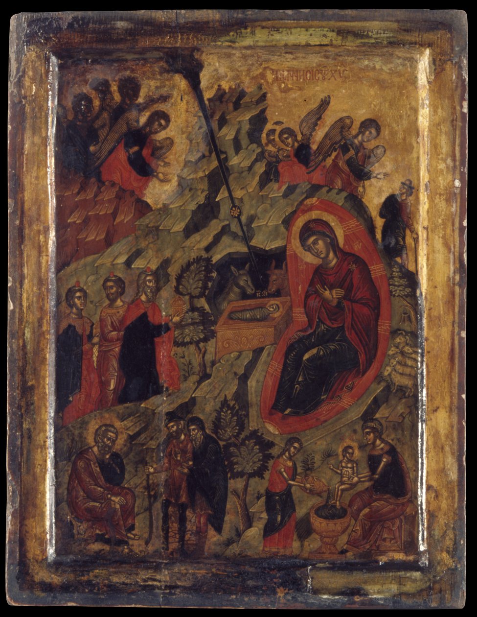 Narození Páně (vaječná tempera na panelu) od Cretan School
