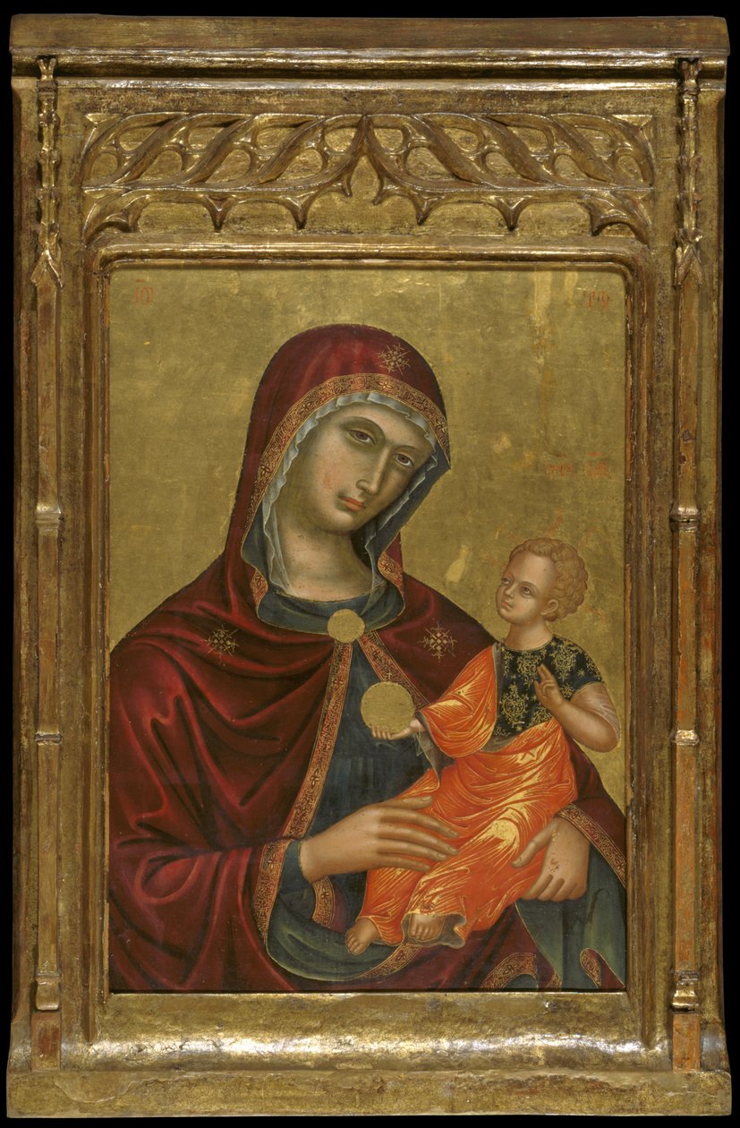 Ikona Panny Madre della Consolazione (vaječná tempera a plátkové zlato na panelu) od Cretan School