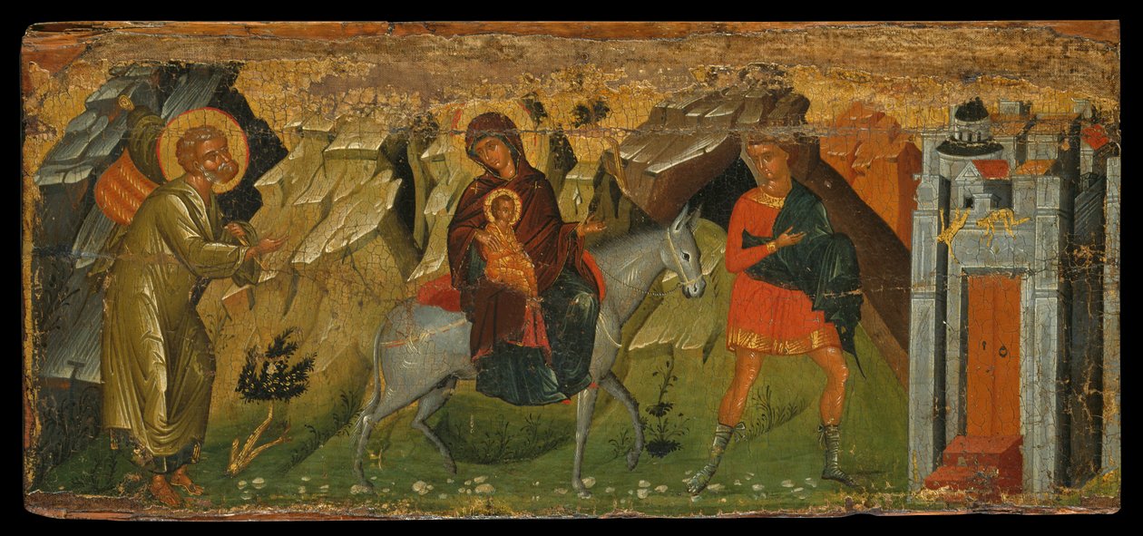 Útěk do Egypta (vaječná tempera na panelu) od Cretan School