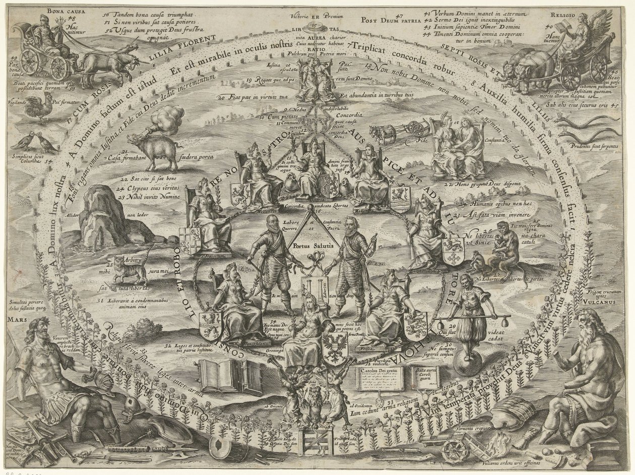 Alegorie solidarity v rámci republiky během příměří, 1609 Victoriae Premium (název na objektu) od Crispijn van de Passe (I)