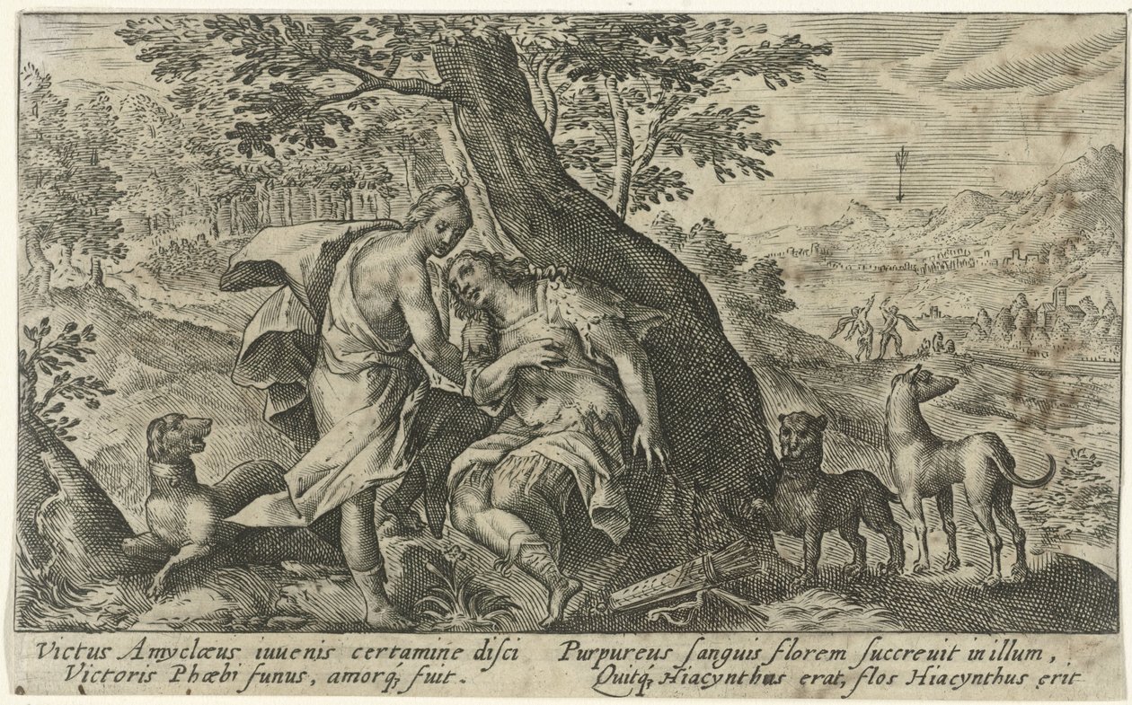 Apollo a Hyacinthus Metamorfosen van Ovidius (název série) od Crispijn van de Passe (I)