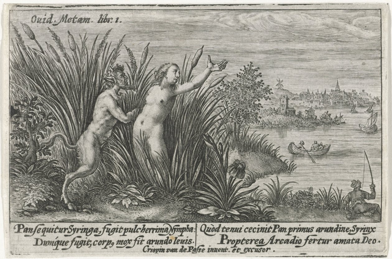 Pan en Syrigs Transformed van Ovid (název série) od Crispijn van de Passe (I)