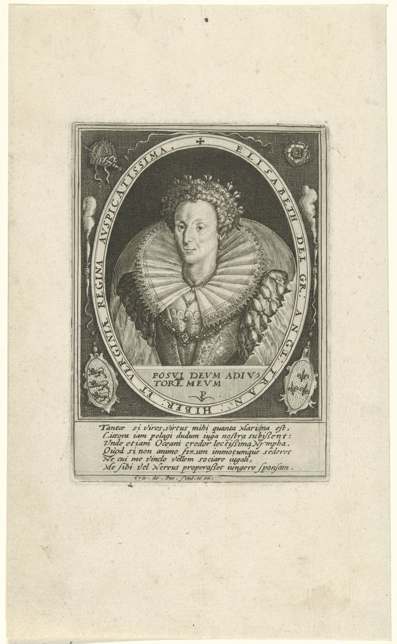 Portrét Alžběty I. Tudorovské Královská angličtina (název série) od Crispijn van de Passe (I)
