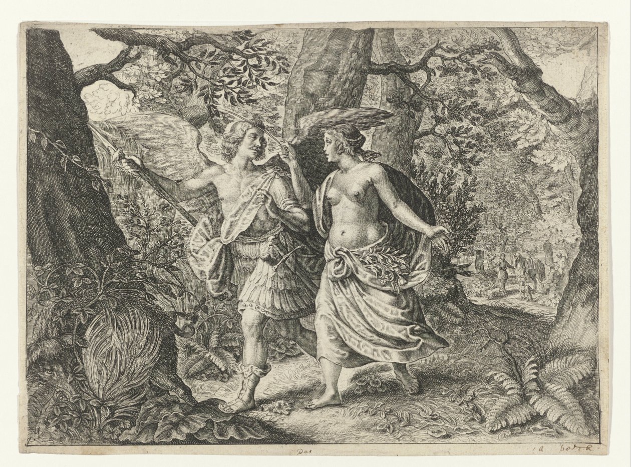 Circe promění Picuse v datela Metamorfózy Ovidia (název série) od Crispijn van de Passe (II) (after)