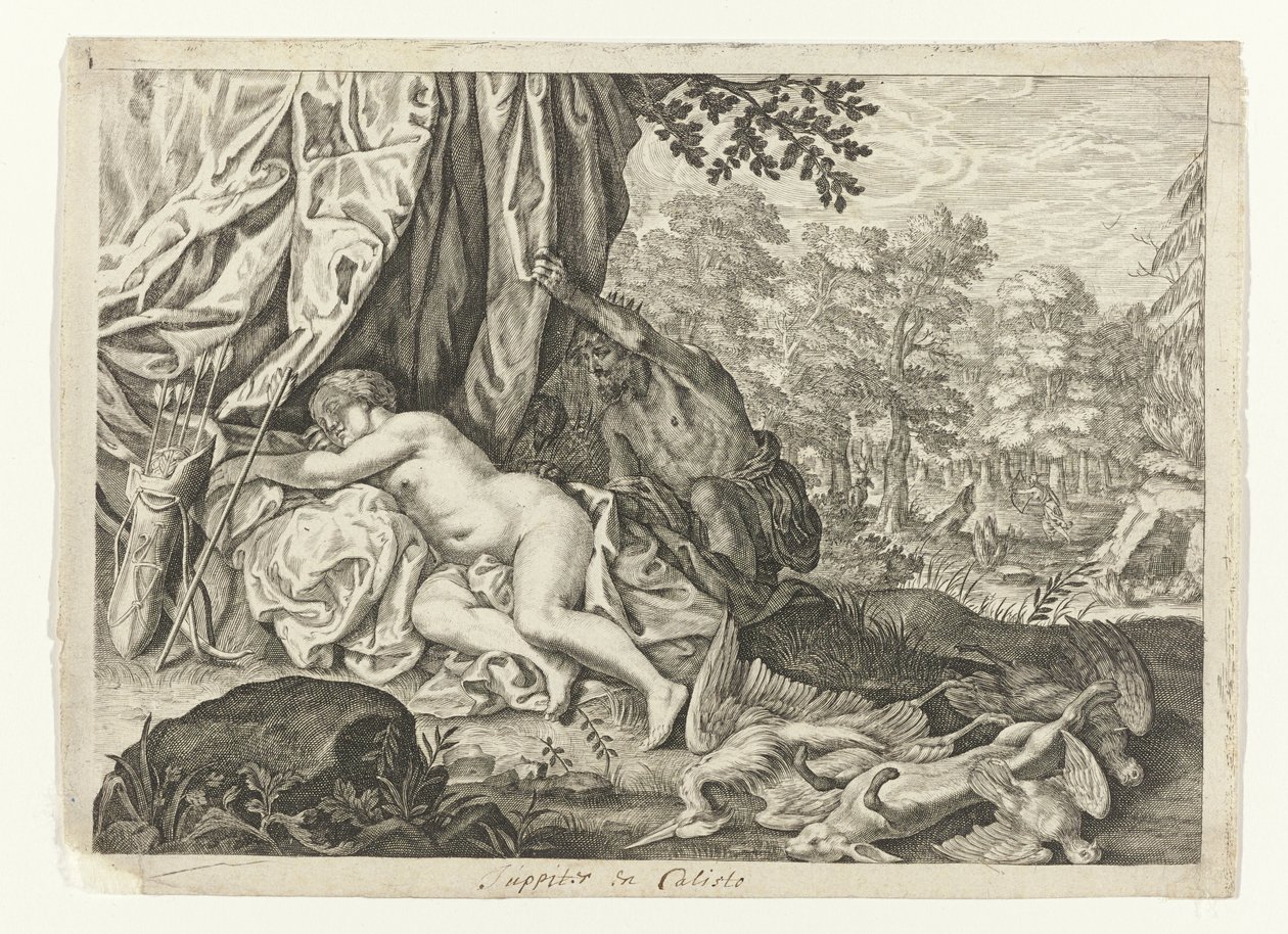 Jupiter a Callisto Metamorfosen van Ovidius (název série) od Crispijn van de Passe (II) (attributed to)