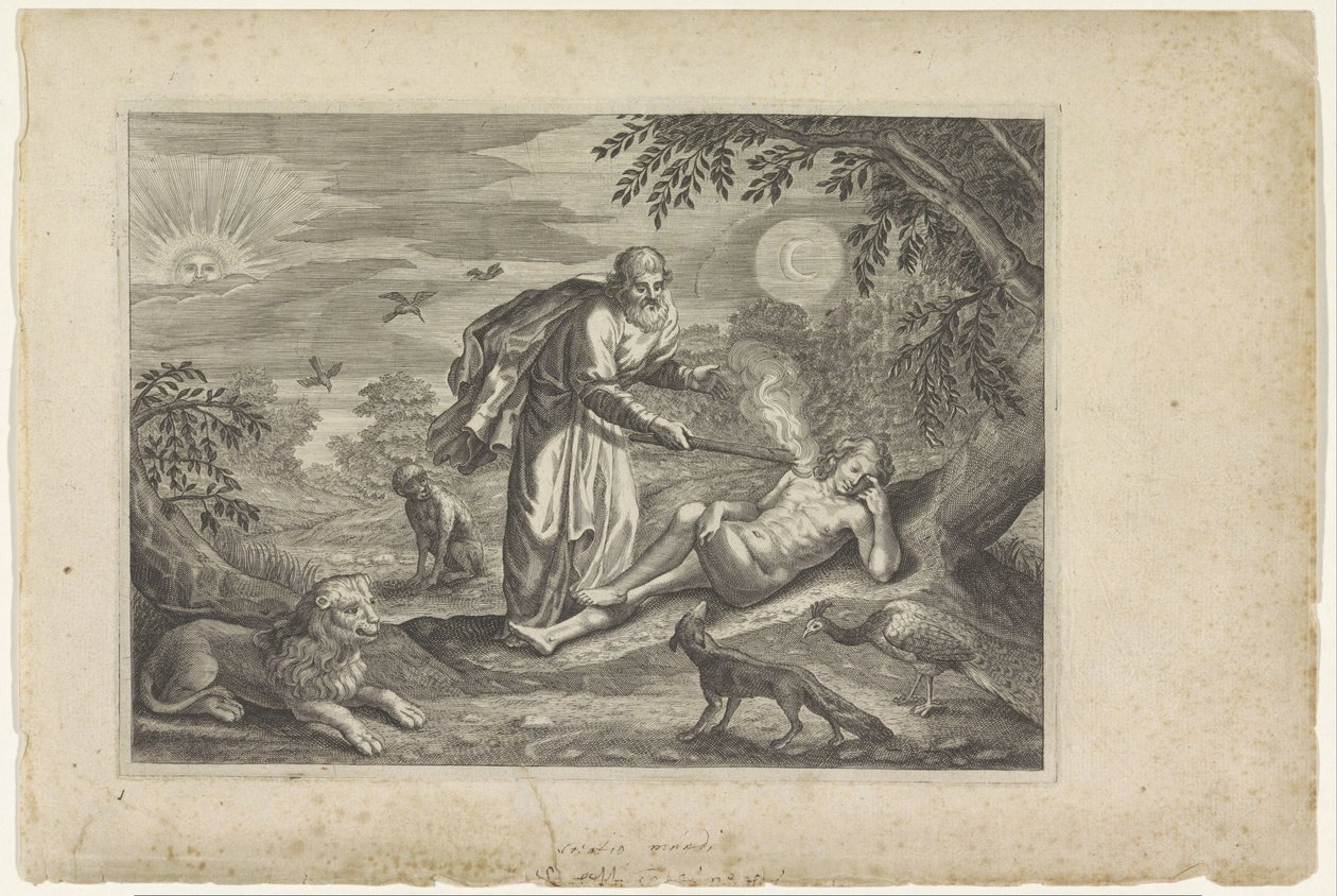 Prométheus vytváří prvního člověka Metamorfózy Ovidia (název série) od Crispijn van de Passe (II) (workshop of)