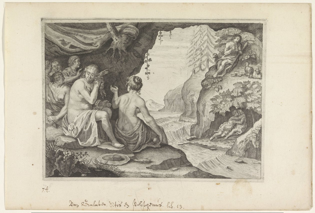 Polyphemus a Acis milují Galateu Metamorfózy Ovidia (název série) od Crispijn van de Passe (II)