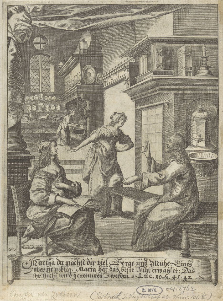 Kristus v domě Marty a Marie od Crispijn van den Queborn