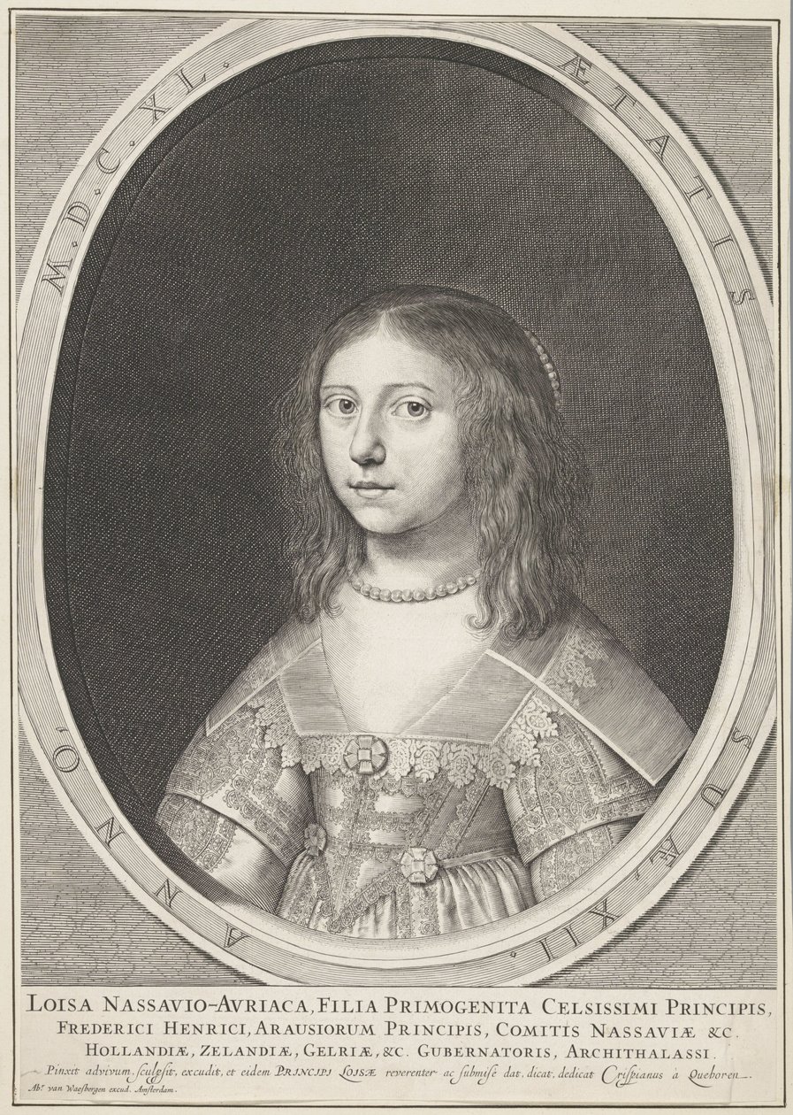 Portrét Louise Henriëtte, princezny z Orange, ve věku 12 let od Crispijn van den Queborn