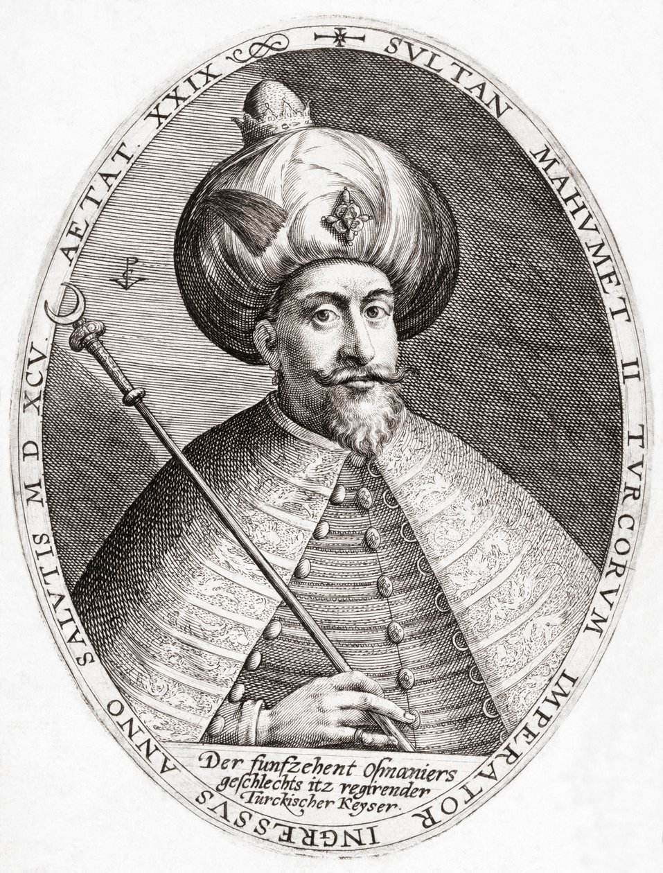 Mehmed III. Sultán, Osmanská říše. Portrét. od Crispin I de (after) Passe