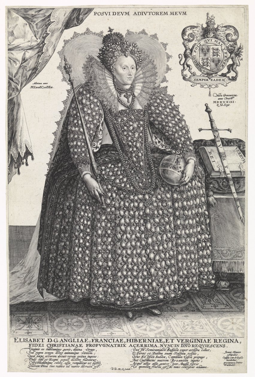 Portrét anglické královny Alžběty I., kolem roku 1603 od Crispin  Passe