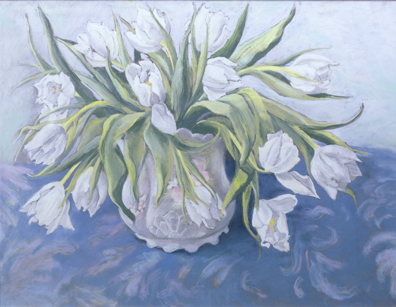 Bílé tulipány (pastel na papíře) od Cristiana Angelini