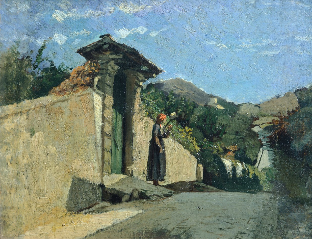 Studie krajiny, asi 1860, Cristiano Banti (1824-1904), olej na plátně na palubě od Cristiano Banti