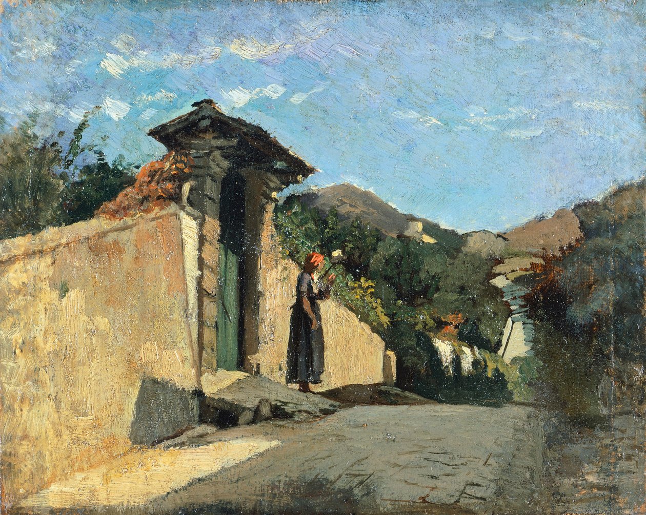 Studie krajiny, cca 1861, Cristiano Banti (1824-1904), olej na plátně na palubě od Cristiano Banti