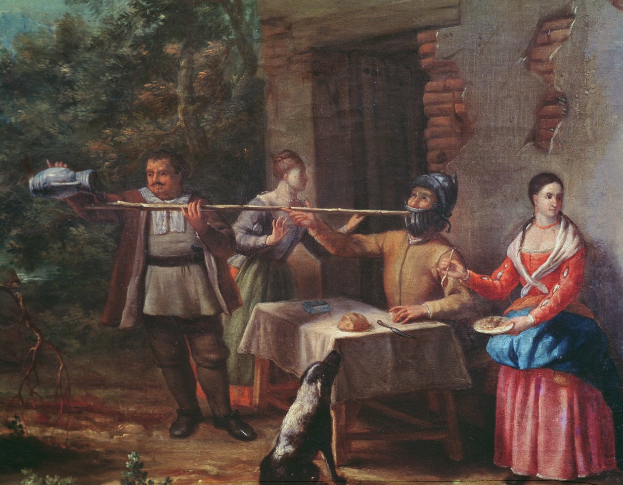 Don Quijote pije v hostinci od Cristobal Valero