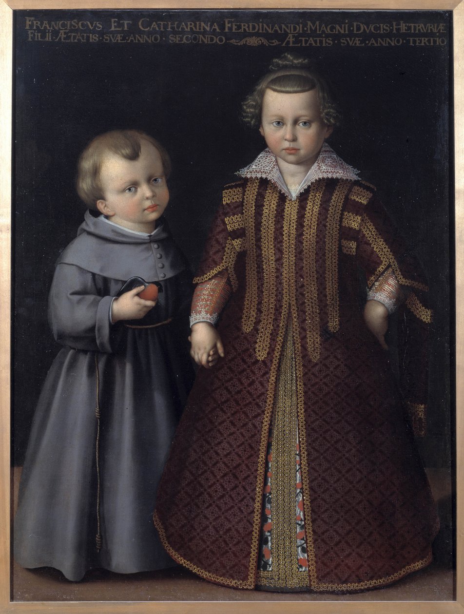 Portrét Františka a Catherine de Medici (Francesco a Caterina de Medici), děti Ferdinanda (olej na plátně) od Cristofano Allori