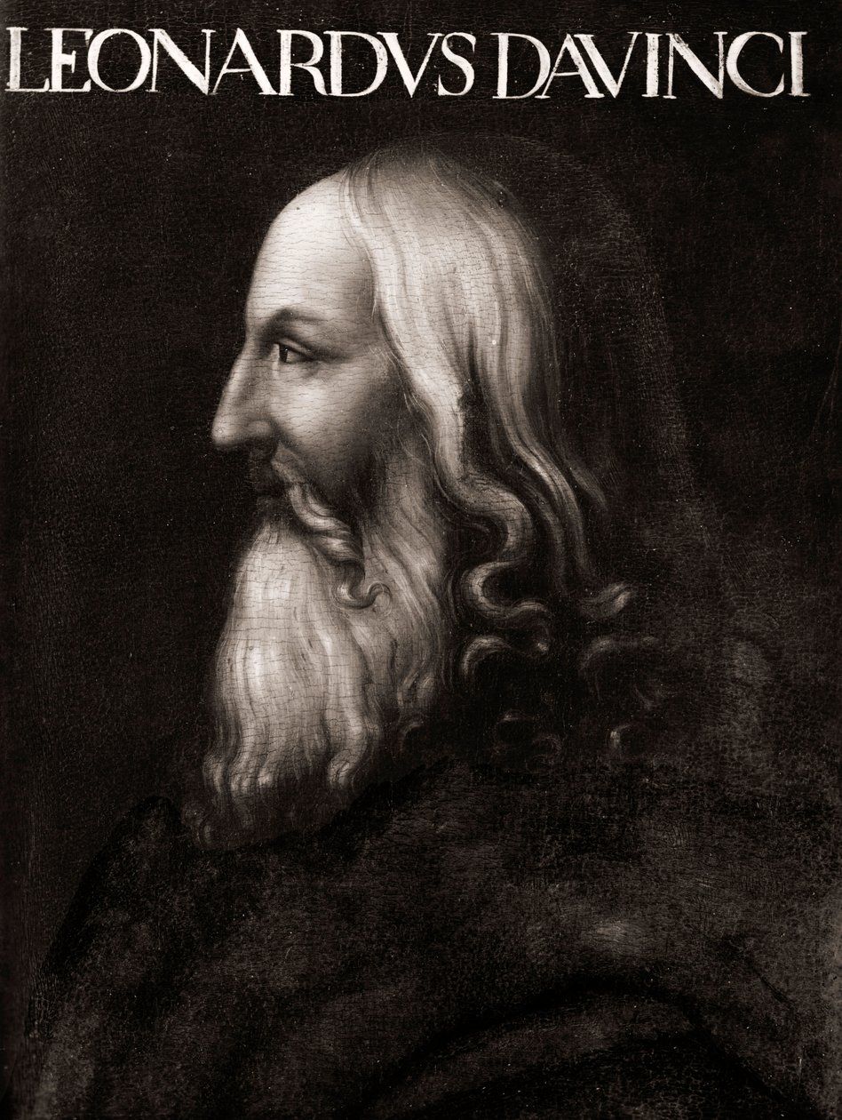 Portrét Leonarda da Vinci (Leonardo da Vinci) (1452 - 1519) - Anonymní obraz - Muzeum Uffizi Florencie od Cristofano dell
