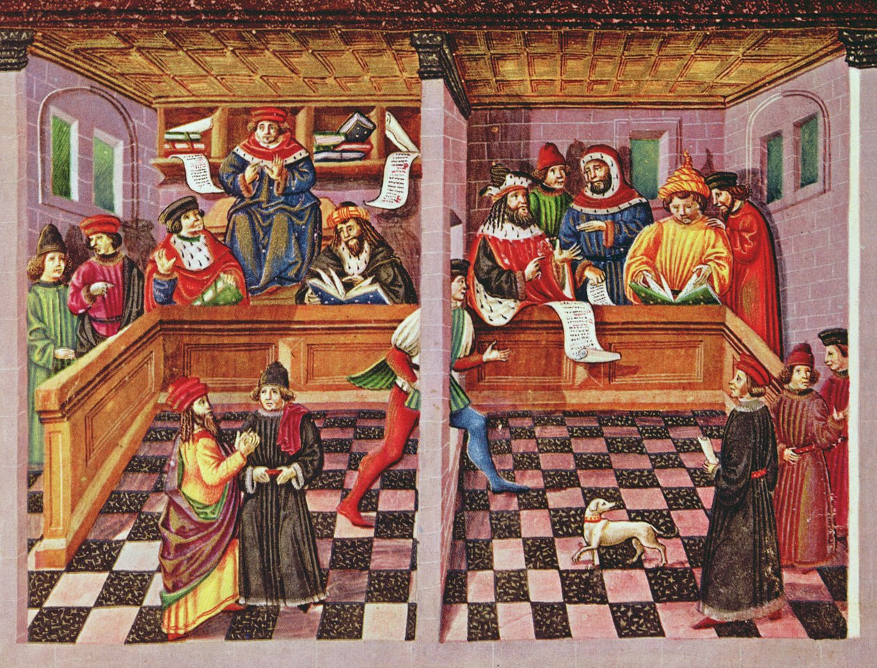paní Lat. 209 fol. 8v Tribunál vědců, z 