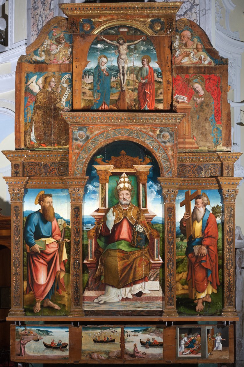 Polyptych svatého Petra v křesle od Cristoforo (fl.1525 1578) (attr.to) Pancalino