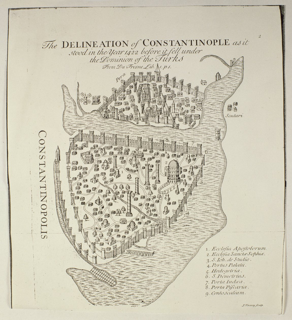 Mapa Konstantinopole v roce 1422 od Cristoforo Buondelmonti