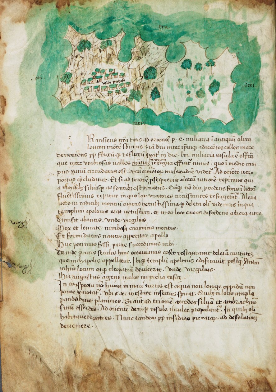 Mapa Paxosu, asi 1420 (pergamen) od Cristoforo Buondelmonti