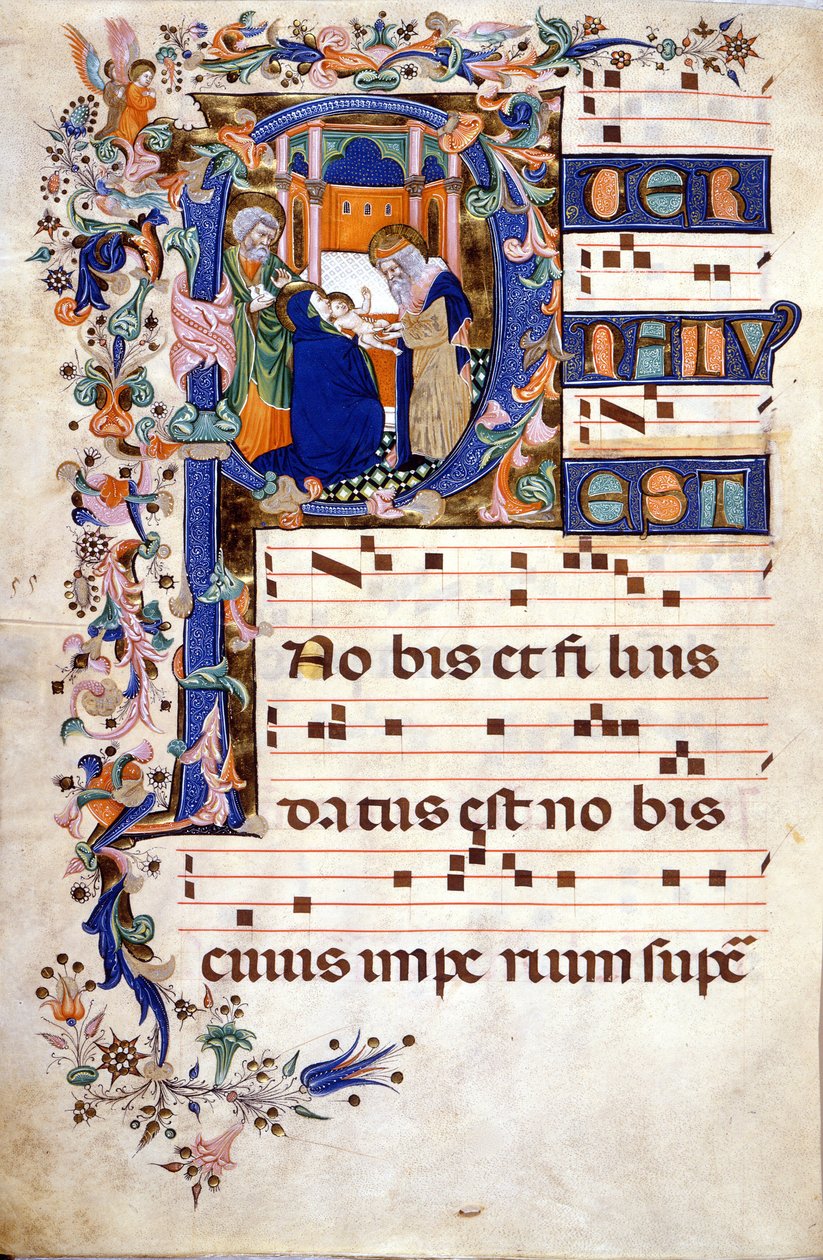 Obřízka Krista v lettrině P. Partition (chorál) z 15. století od Cristofora Cortese (první polovina 15. století). Biblioteca Brera, Milán od Cristoforo Cortese