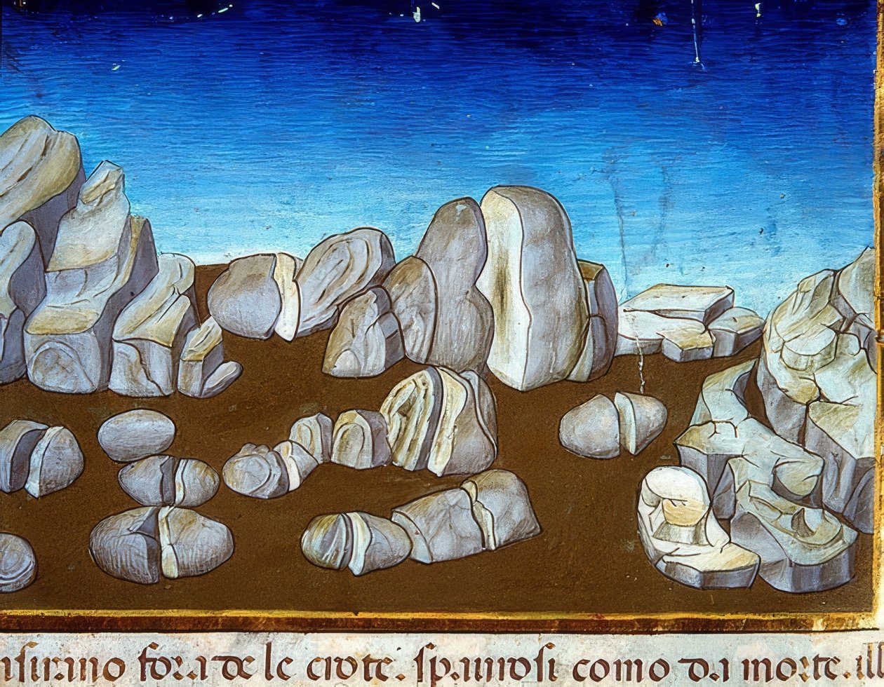 Konec světa: zemětřesení zničí svět (c.148v). 1476 od Cristoforo De Predis