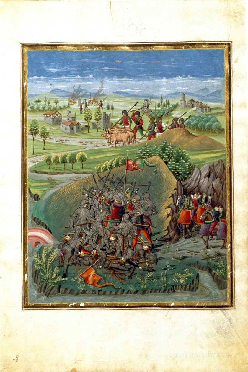 Vliv planety Březen: válečná scéna (miniatura, cca 1470) od Cristoforo De Predis