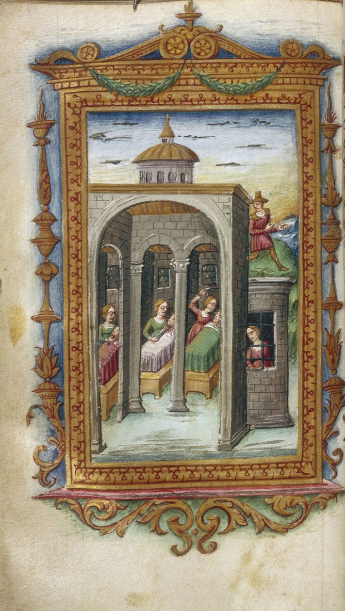 Danausovy dcery vraždící své manžely. Hypermnestra ve vězení Ilustrace pro The Heroides od Ovidia, 1485-1499 od Cristoforo Majorana