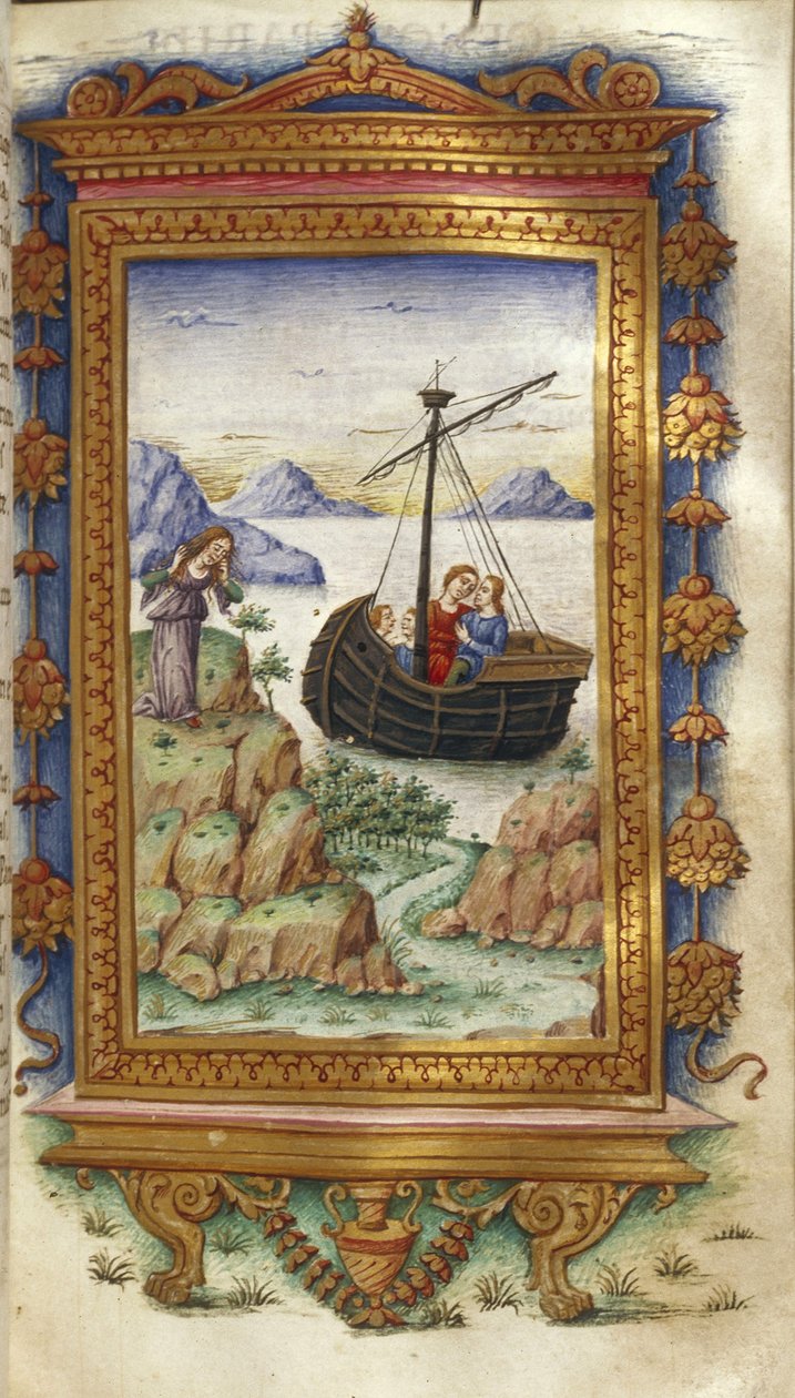 Oenone truchlící při pohledu na Paříž s Helen Ilustrace pro The Heroides od Ovidia, 1485-1499 od Cristoforo Majorana