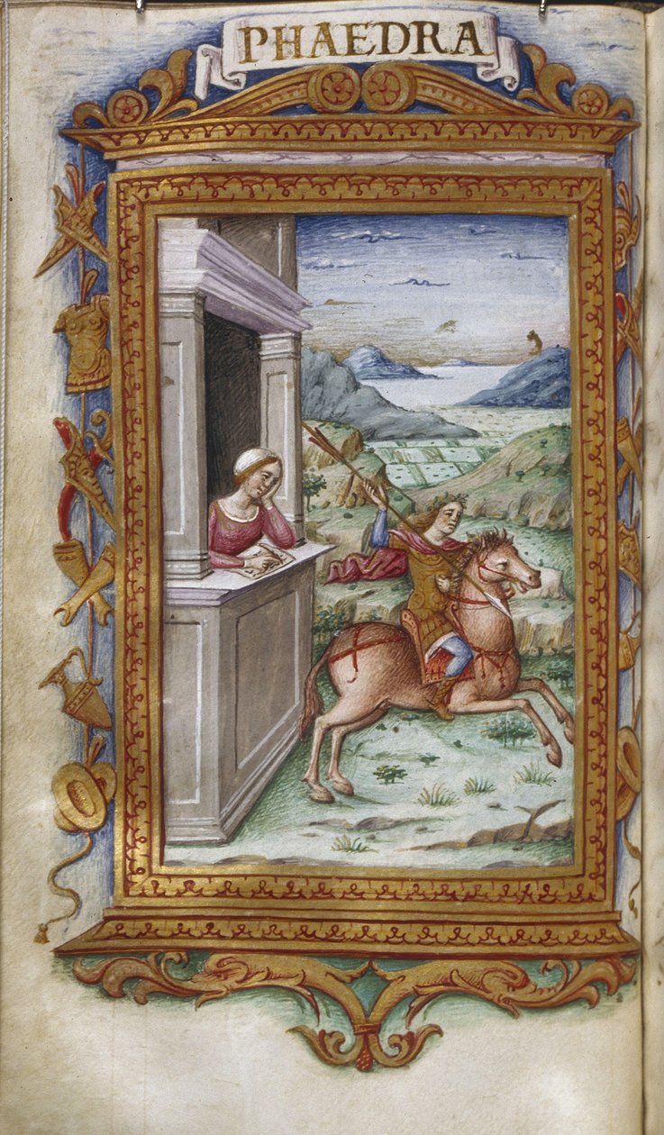Phaedra hledící na Hippolytova ilustrace pro The Heroides od Ovidia, 1485-1499 od Cristoforo Majorana
