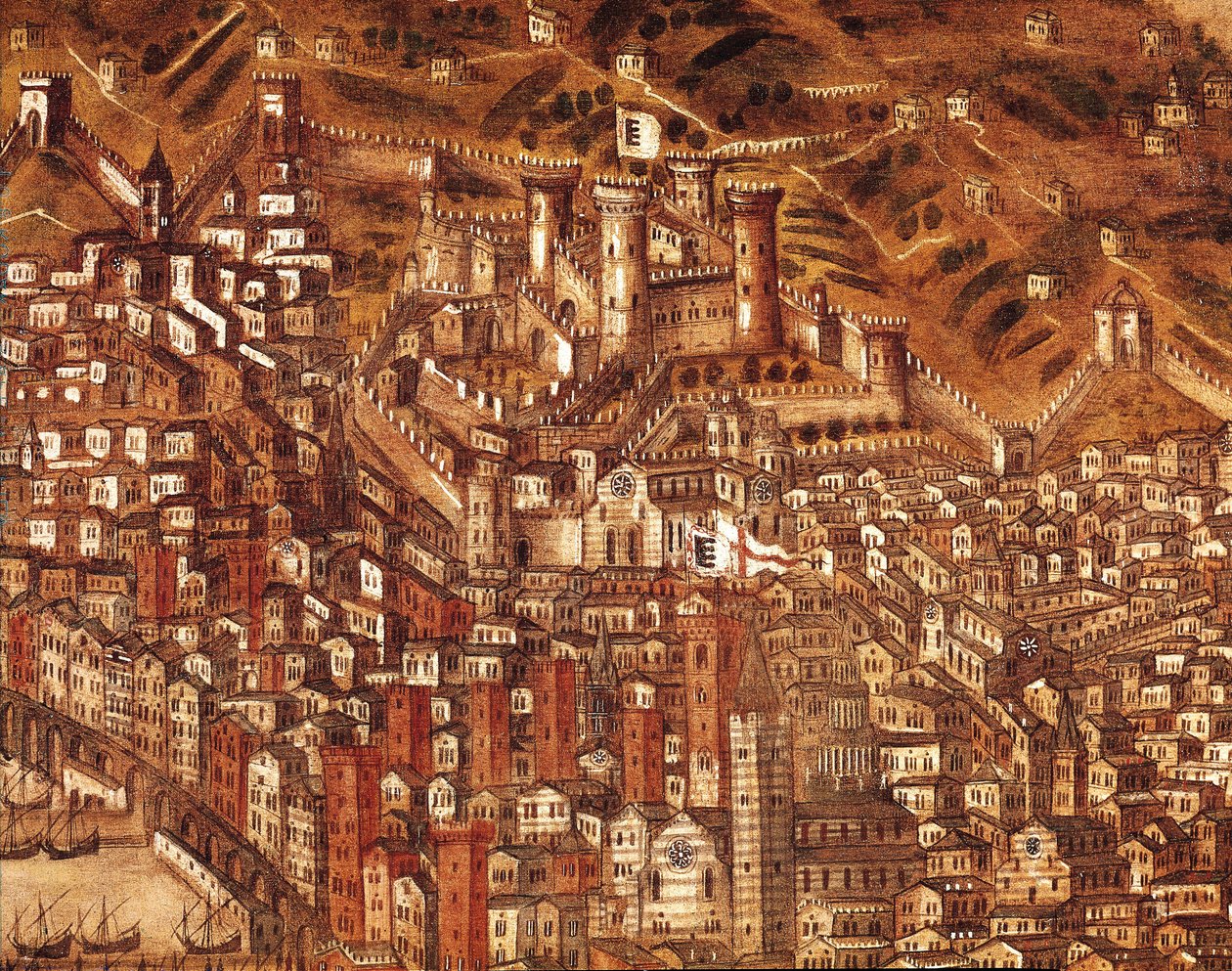 Pohled na Janov a jeho hrad (detail) 1597 (olej na plátně) od Cristoforo de Grassi