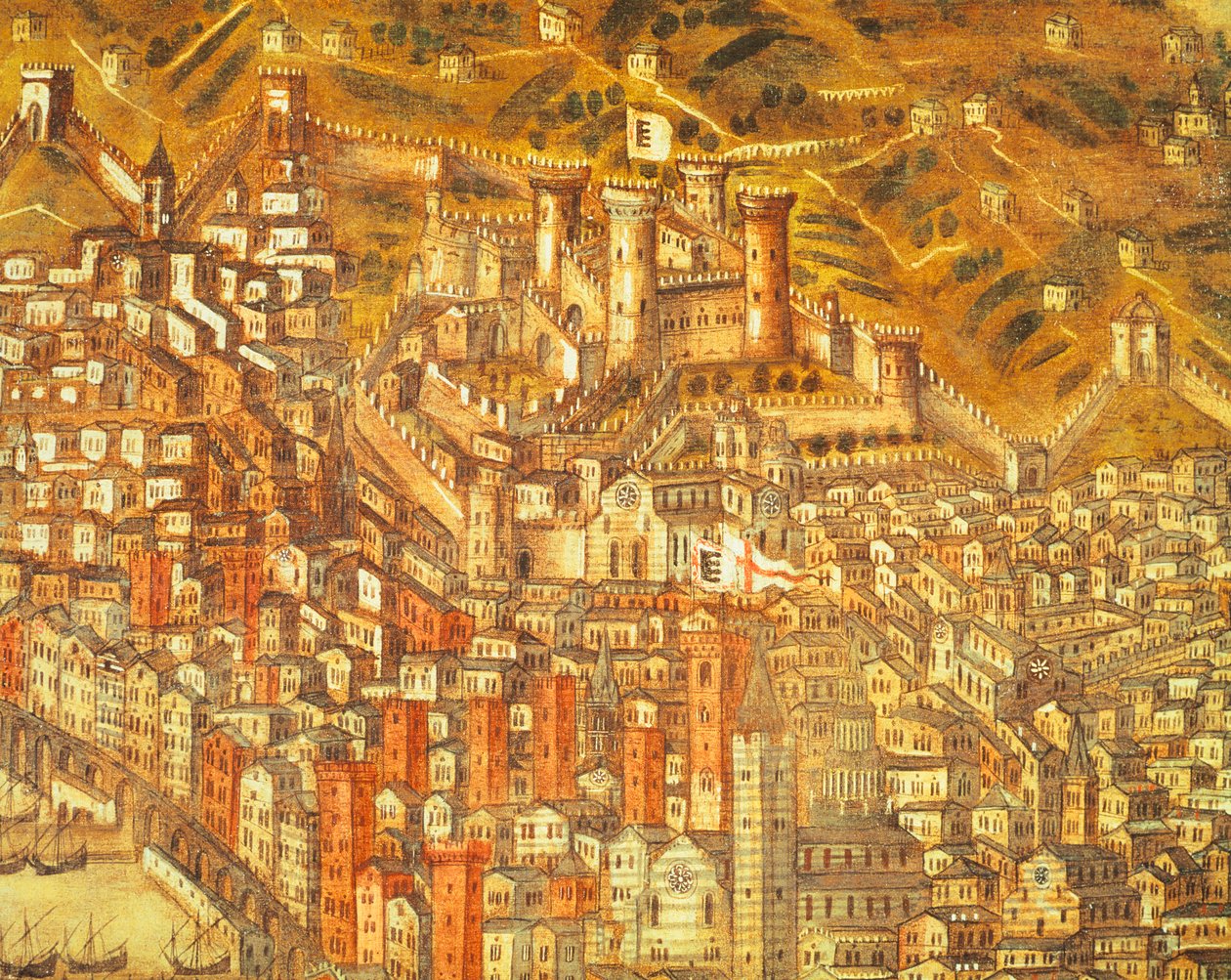 Pohled na Janov a jeho hrad (detail) 1597 (olej na plátně) od Cristoforo de Grassi